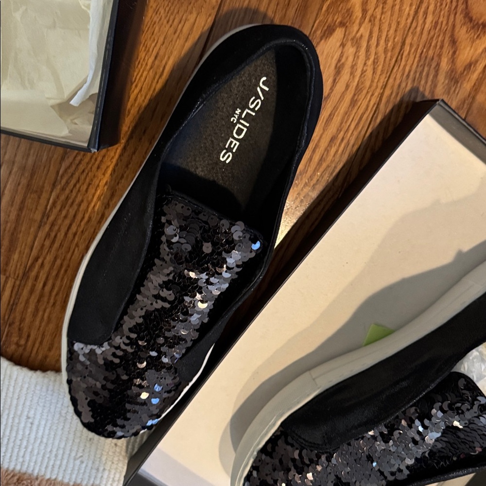 J/Slides nyc brand new sparkle shoes size 8 black